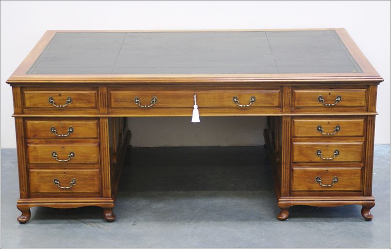 1019 Antique Large Mahogany Partners Desk (1)